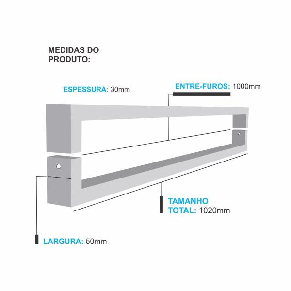 Imagem de Puxador Tipo C Inox Escovado 50x30 - 1000mm