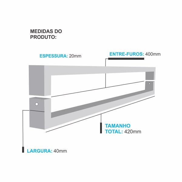 Imagem de Puxador Tipo C Inox Polido 40x20 - 400mm