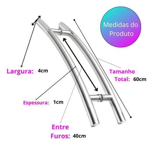 Imagem de Puxador Tubular Curvo Inox Porta Madeira Vidr Belissima 60Cm