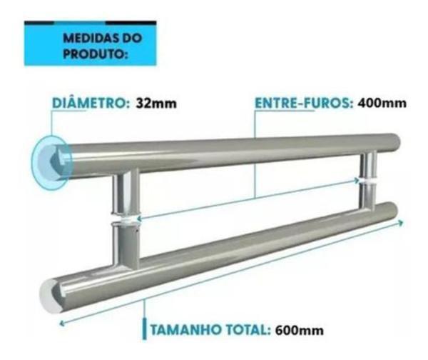 Imagem de Puxador Tubular Inox Polido Porta Piv/Alum/Vid/Mad 60Cm 32Mm