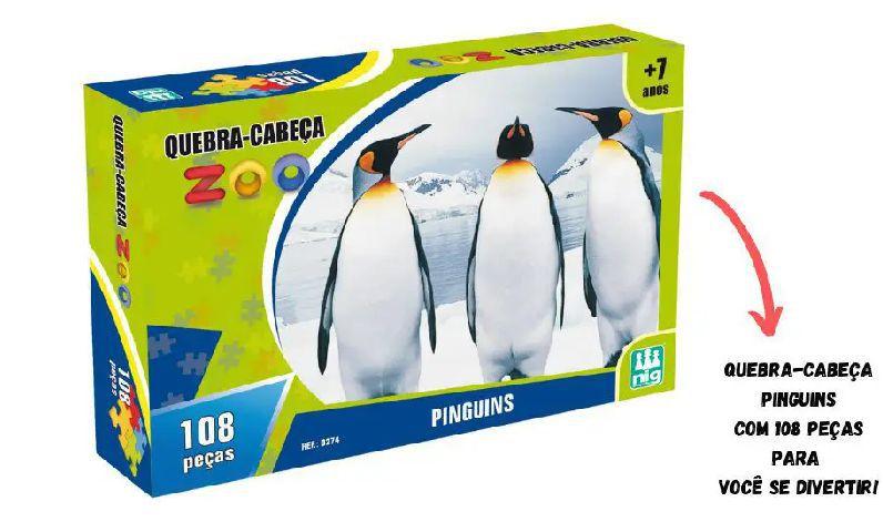 Imagem de Puzzle 108 Peças Pinguins Quebra-cabeça Infantil