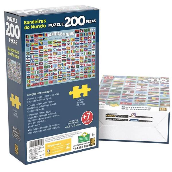 Imagem de Puzzle 200 Peças Bandeira do Mundo - Grow