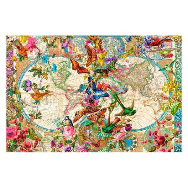 Imagem de Puzzle 3000 peças Mapa-Múndi Flores e Fauna - Importado - Ravensburger