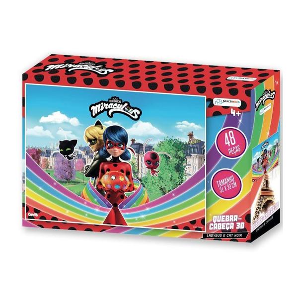 Imagem de Puzzle 3D Ladybug e Cat Noir - 48 Peças - Multikids