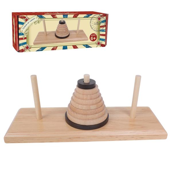 Imagem de Puzzle lógico Toy Gothink Wooden Tower of Hanoi 9 Rings