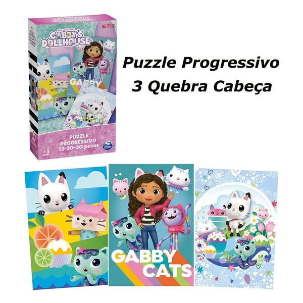 Imagem de Puzzle Progressivo Gabbys Dollhouse 3 Quebra Cabeça 04371 Grow