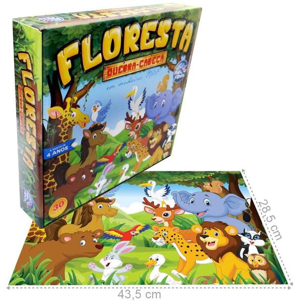 Imagem de Puzzle Quebra Cabeça Infantil Madeira Floresta 30 Peças - Pais E Filhos