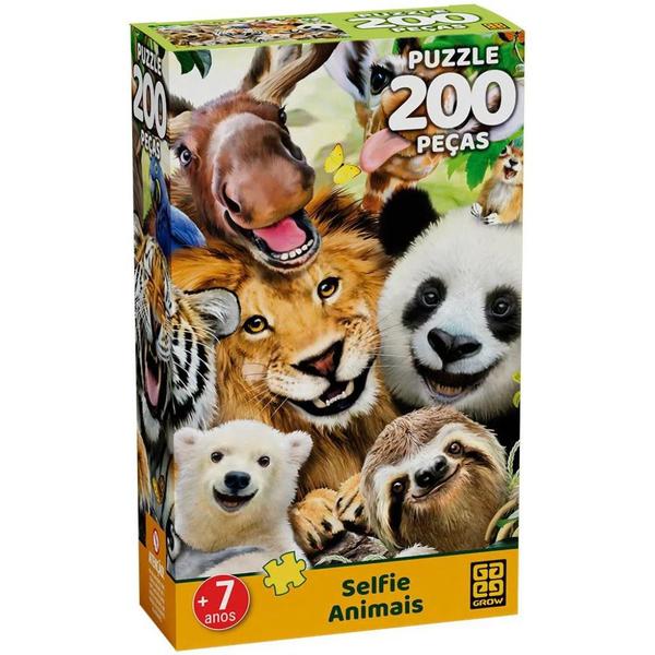 Imagem de Puzzle Quebra Cabeça Selfie Animais C/ 200 Peças 04432 Grow