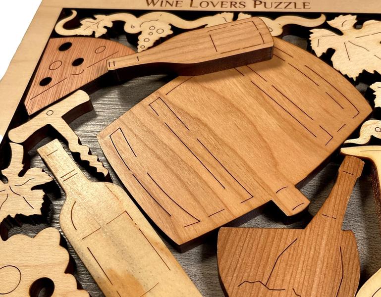 Imagem de Puzzle Wine Lovers Artistic Challenge Wood com moldura, 10 unidades