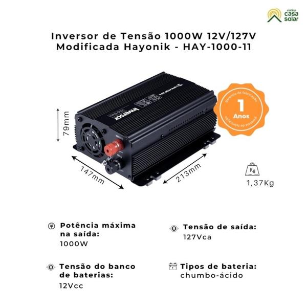 Pw-hay1000-12v/127v - inversor 1000w 12v/127v onda modificada hayonik Imagem de Pw-hay1000-12v/127v - inversor 1000w 12v/127v onda modificada hayonik