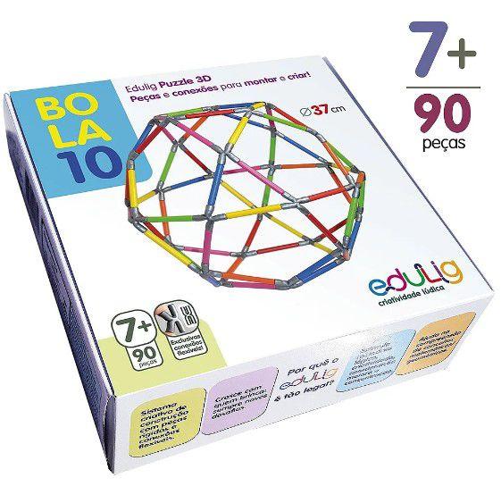 Imagem de QCPuzzle 3D Bola 10 - 90  peças e conexões - 6 cores - Edulig