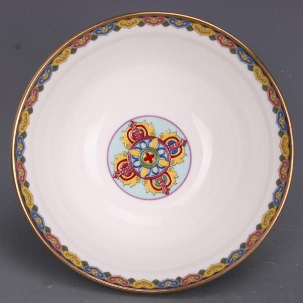 Imagem de Qing Dynasty Qianlong Pastel Pintado ouro oito tesouros padrão tigela artesanato antigo porcelana casa móveis tigela de antiguidades tigela Tigelas