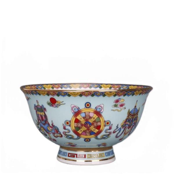 Imagem de Qing Dynasty Qianlong Pastel Pintado ouro oito tesouros padrão tigela artesanato antigo porcelana casa móveis tigela de antiguidades tigela Tigelas