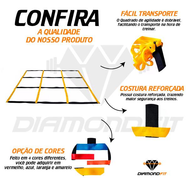 Imagem de Quadrado Escada de Agilidade 1,50 x 1,50 Funcional Circuito Treinamento Funcional Pilometria Treino Nylon Jogo da Velha Futebol Coordenação