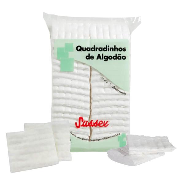 Imagem de Quadrados de Algodão Hidrófilo Macio e Absorvente 100% Algodão Sussex 95g