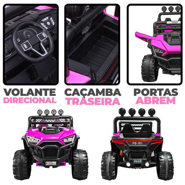 Imagem de Quadriciclo Elétrico Carro UTV Infantil Cor Rosa 4x4 12V Com Som E Luz - Zippy Toys