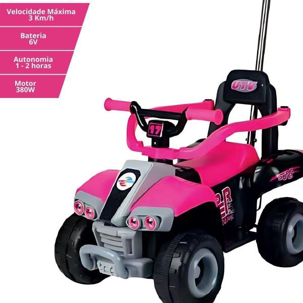 Imagem de Quadriciclo Elétrico Infantil Meninas Poderosa Rosa Unitoys