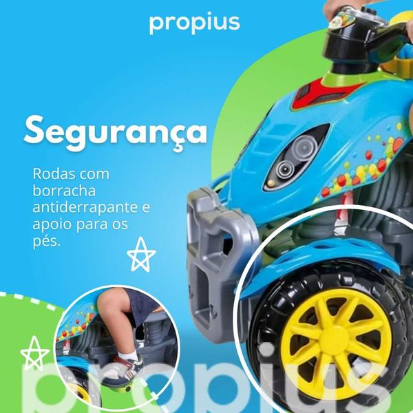 Imagem de Quadriciclo Infantil Carrinho Passeio Veículo Passeio Articulado Com Haste Guia Borracha Fácil Remoção Direção Guiada