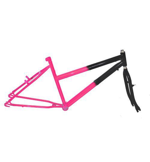 Imagem de Quadro C/ Garfo 26 MTB 45mm Feminino Preto C/ Pink