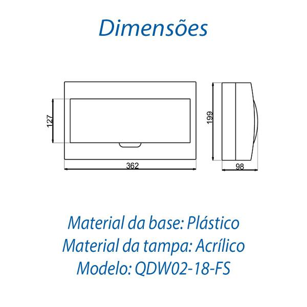 Imagem de Quadro de Distribuição de Sobrepor para 18 Disjuntores + Barramento Terra e Neutro Weg