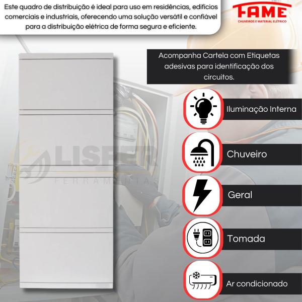 Imagem de Quadro de Distribuição E Proteção De Embutir Para 48 Disjuntores - Fame