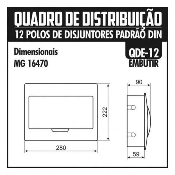 Imagem de Quadro De Distribuição Embutir Até 12 Disjuntores MarGirius