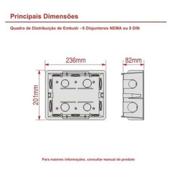 Imagem de Quadro de Distribuição Embutir Caixa 6 a 8 Disjuntores Fame