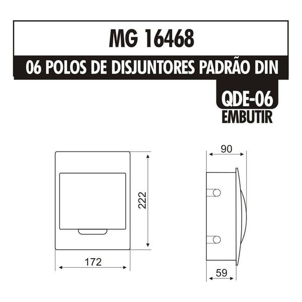 Imagem de Quadro de Distribuição Embutir Margirius Para 6 Disjuntores Padrão