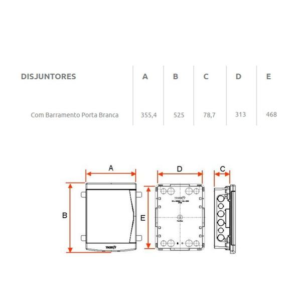 Imagem de Quadro de Distribuição Embutir PVC 27/36 Disjuntores com Barramento Branco Tigre