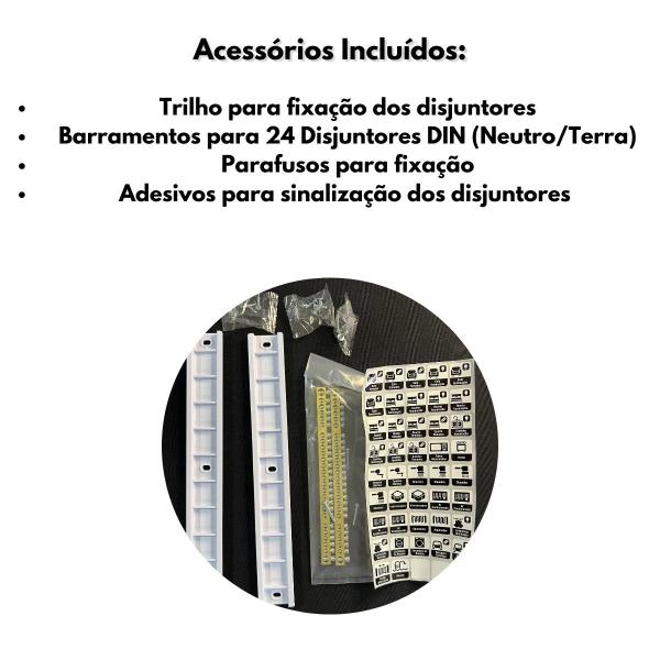 Imagem de Quadro de Distribuição Sobrepor para 24 Disjuntores DIN com Barramento Neutro/Terra - Force Line