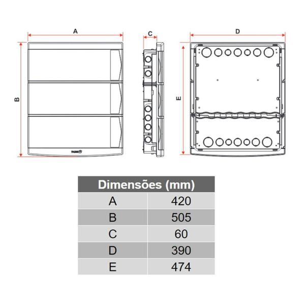 Imagem de Quadro distribuição slim 48 disjuntores sem barramento tigre