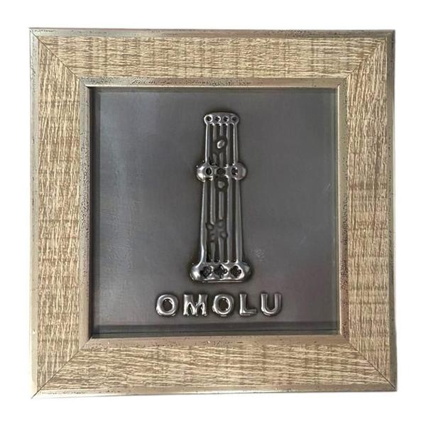 Imagem de Quadro Omolu Orixá Madeira Carvalho E Metal 13 X13 Cm