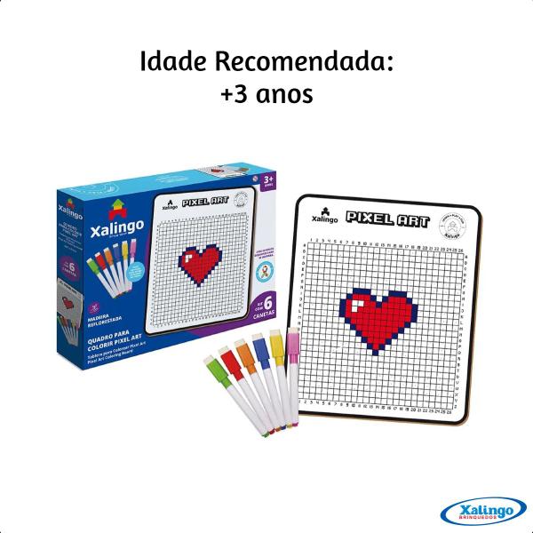 Imagem de Quadro Pixel Art para Colorir com 6 Canetas a Partir de 3 Anos TDAH Xalingo - 51165