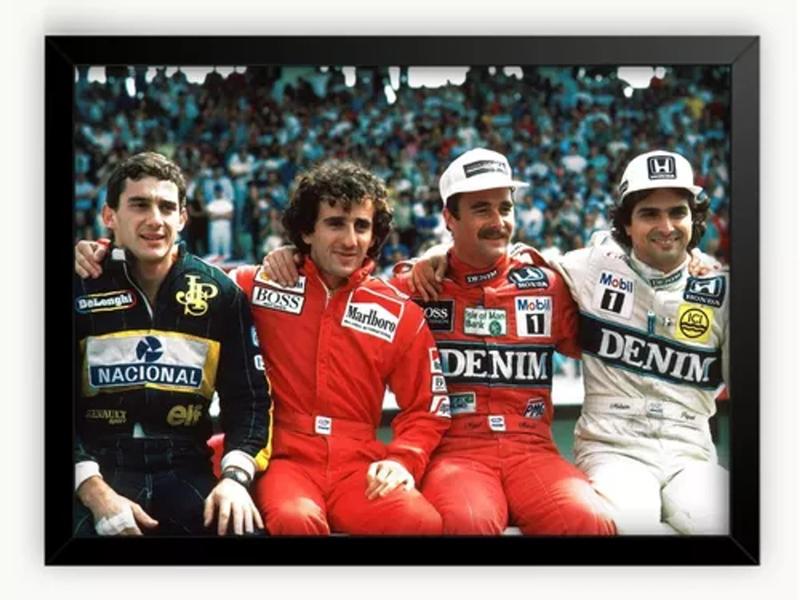 Imagem de Quadro Pôster Ayrton Senna, Prost, Mansell, Piquet A3