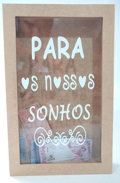 Imagem de Quadro Rolhas Cofrinho Cofre Viagem Porta Moedas 27x17cm mdf cru