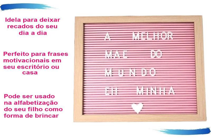 Imagem de Quadro Rosa Mural Letreiro Letras E Números Para Encaixar