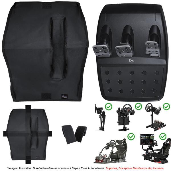 Imagem de Qualicapas Capas Protetoras Compatíveis c/ Volante, Base e Pedais + Capa p/ Câmbio G29  G920  G923 Driving Force Shifter Simulador Gamer Logitech