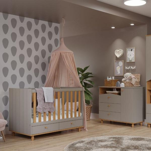 Imagem de Quarto Bebê Berço e Cômoda 1 Porta 3 Gavetas Casinha Permobili