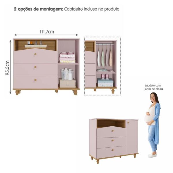 Imagem de Quarto Bebê Cômoda e Guarda Roupa 4 Portas 2 Gavetas Casinha Permobili