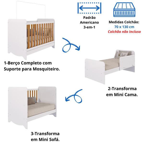 Quarto Bebê Completo Berço Americano Bem 3em1 Guarda Roupas 4 Portas Cômoda 1 Porta Bolinha 100% MDF - PEROBA Imagem de Quarto Bebê Completo Berço Americano Bem 3em1 Guarda Roupas 4 Portas Cômoda 1 Porta Bolinha 100% MDF