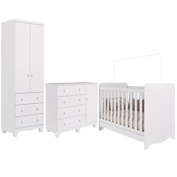 Imagem de Quarto Bebê Completo Berço Americano  Ben 3 em 1 Guarda Roupas 2 Portas Cômoda Junior 100% MDF