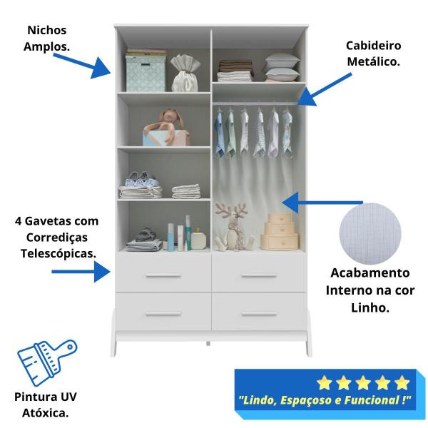 Imagem de Quarto Bebê Completo Berço Americano Guarda Roupas 100% MDF