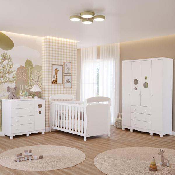 Quarto Bebê Completo Berço Americano Marquesa 3 em 1 Guarda Roupa 4 Portas Cômoda Bolinha ... Quarto Bebê Completo Berço Americano Marquesa 3 em 1 Guarda Roupa 4 Portas Cômoda Bolinha ...