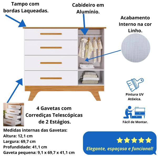 Imagem de Quarto Bebê Completo Berço Mini Cama E Cômoda Retrô Peroba