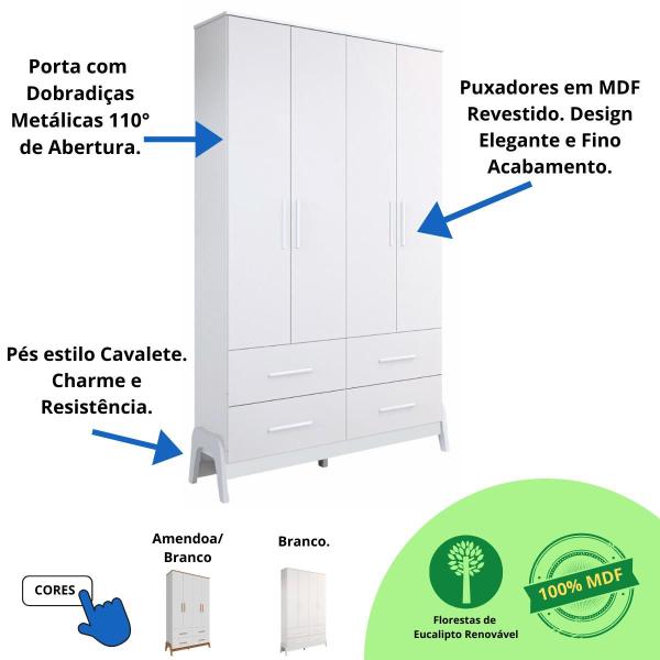 Imagem de Quarto Bebê Completo Guarda Roupas Cômoda 1 Porta 100% MDF