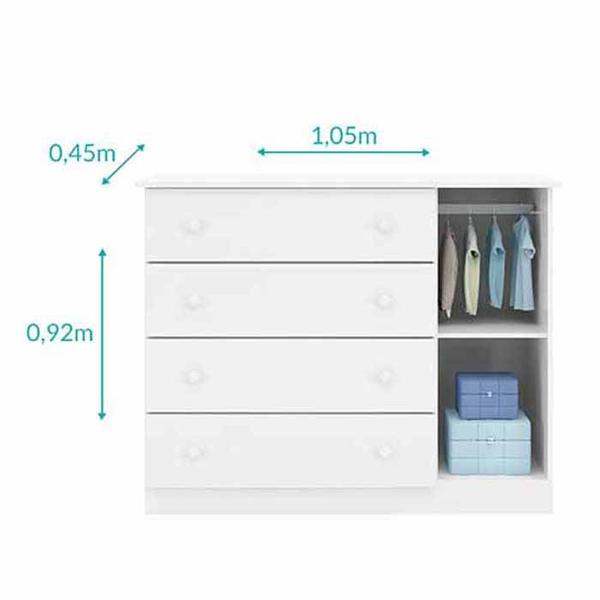 Imagem de Quarto Bebê Completo Lívia com Guarda Roupa 4 Portas, Cômoda  Branco - Phoenix Baby