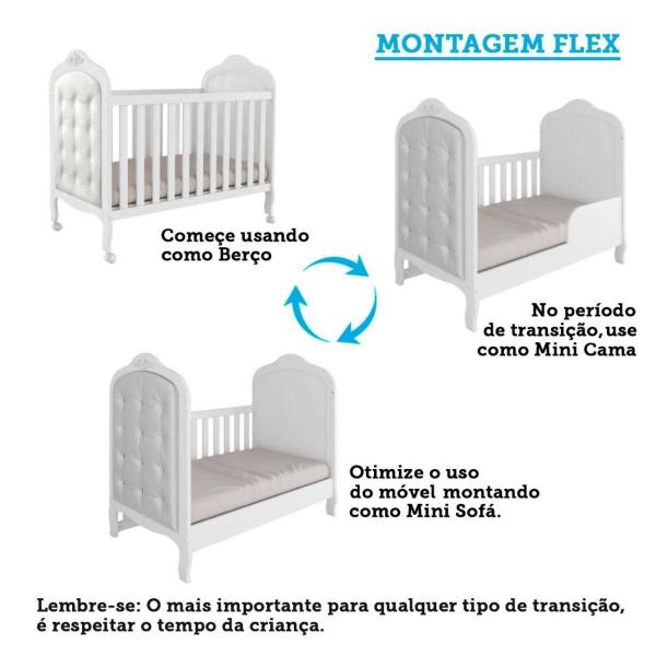 Imagem de Quarto Bebê Completo MDF GR 4Pts Cômoda C/Janelas Berço C/Capitonê Móveis Peroba Br Brilho/material sintético Br