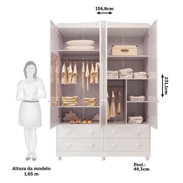 Imagem de Quarto Bebê Completo MDF GR 4Pts Cômoda C/Janelas Berço C/Capitonê Móveis Peroba Br Brilho/material sintético Br