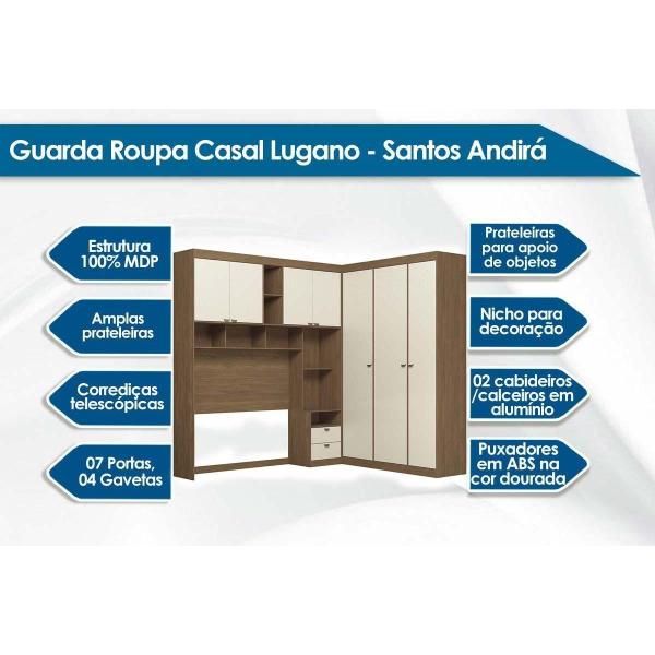 Imagem de Quarto Casal Completo 2 Peças (1GuardaRoupa+1Cômoda) QC92 Jatoba/Areia - Santos Andirá