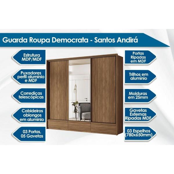 Imagem de Quarto Casal Completo 3 Peças (1GuardaRoupa+1Cama+1Cômoda) QC102 Jatoba/Areia - Santos Andirá